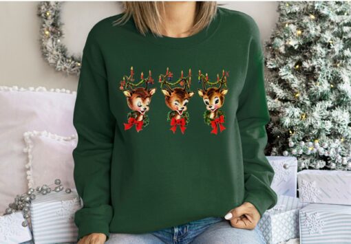 vintage rudolph christmas sweatshirt with reindeer design for holiday parties and festive celebrations uhfjs