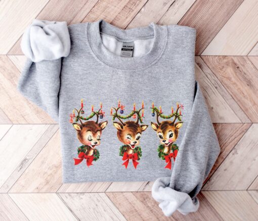 vintage rudolph christmas sweatshirt with reindeer design for holiday parties and festive celebrations