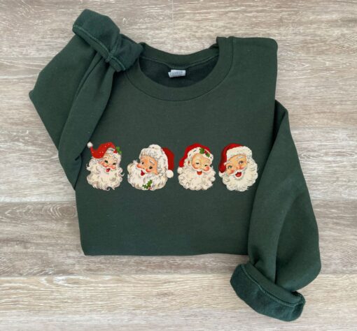 vintage santa christmas sweatshirt for women funny vintage t shirt with santa claus design comfortable holiday apparel fsl9b