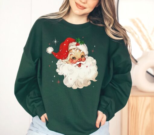 vintage santa christmas sweatshirt retro style design comfortable fit for holiday celebrations ideal for vintage t shirt lovers figkz