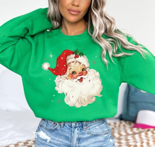 vintage santa christmas sweatshirt retro style design comfortable fit for holiday celebrations ideal for vintage t shirt lovers uffy9