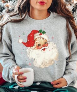 vintage santa christmas sweatshirt retro style design comfortable fit for holiday celebrations ideal for vintage t shirt lovers ukbdm