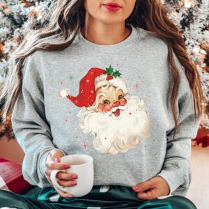 vintage santa christmas sweatshirt retro style design comfortable fit for holiday celebrations ideal for vintage t shirt lovers ukbdm