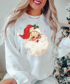 vintage santa christmas sweatshirt retro style design comfortable fit for holiday celebrations ideal for vintage t shirt lovers zpu1b