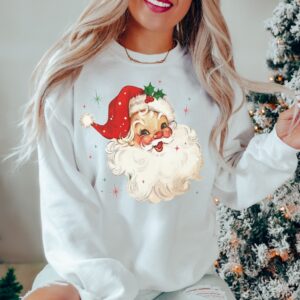 vintage santa christmas sweatshirt retro style design comfortable fit for holiday celebrations ideal for vintage t shirt lovers zpu1b