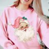 vintage santa christmas sweatshirt retro style long sleeve shirt with pink design for women paw4k