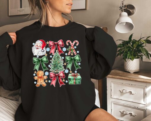 vintage santa claus t shirt for women with coquette bow design merry christmas theme fun holiday apparel for celebrating christmas 7dygc scaled