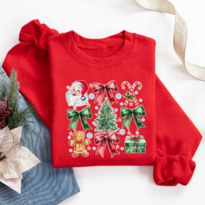 vintage santa claus t shirt for women with coquette bow design merry christmas theme fun holiday apparel for celebrating christmas fwl21