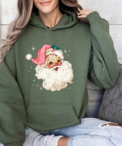 vintage santa hoodie retro style christmas apparel comfortable fit for holiday celebrations juxrl