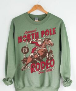 vintage santa rodeo sweatshirt unisex cowboy crewneck christmas shirt with western style design for festive holiday celebrations c3xvr