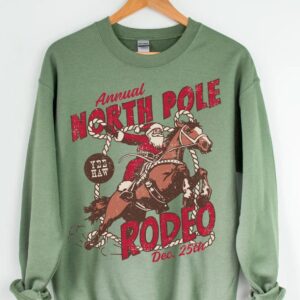 vintage santa rodeo sweatshirt unisex cowboy crewneck christmas shirt with western style design for festive holiday celebrations c3xvr