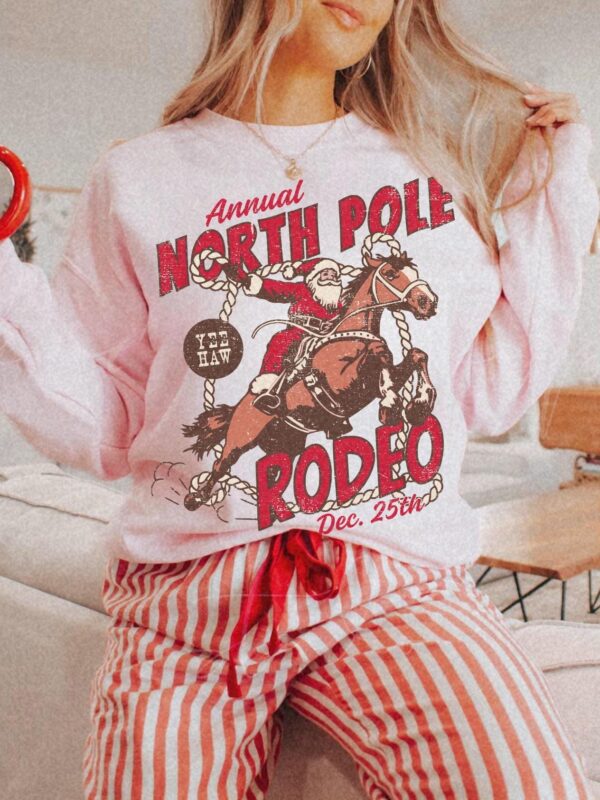 vintage santa rodeo sweatshirt unisex cowboy crewneck christmas shirt with western style design for festive holiday celebrations