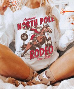 vintage santa rodeo sweatshirt unisex cowboy crewneck christmas shirt with western style design for festive holiday celebrations gx09b