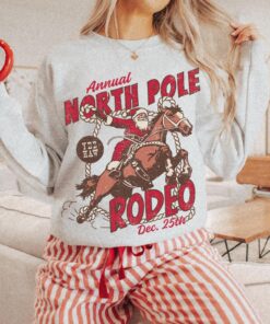 vintage santa rodeo sweatshirt unisex cowboy crewneck christmas shirt with western style design for festive holiday celebrations s8jrn