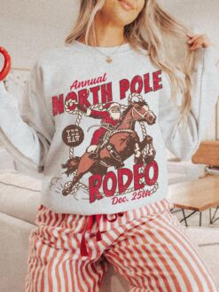 vintage santa rodeo sweatshirt unisex cowboy crewneck western christmas shirt with festive design and comfortable fit 69rjx