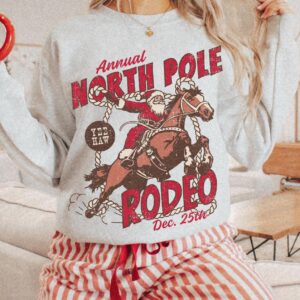 vintage santa rodeo sweatshirt unisex cowboy crewneck western christmas shirt with festive design and comfortable fit 69rjx