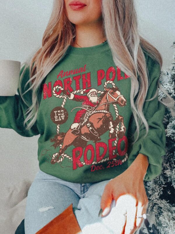 vintage santa rodeo sweatshirt unisex cowboy crewneck western christmas shirt with festive design and comfortable fit bcpzr