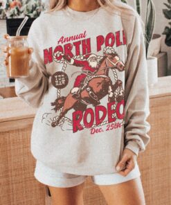 vintage santa rodeo sweatshirt unisex cowboy crewneck western christmas shirt with festive design and comfortable fit pbgbr