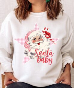 vintage santa sweatshirt for women in pink retro christmas top with santa claus design comfortable vintage t shirt bypov