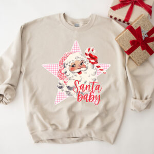 vintage santa sweatshirt for women in pink retro christmas top with santa claus design comfortable vintage t shirt ebtk7