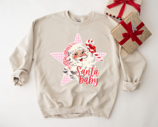 vintage santa sweatshirt for women in pink retro christmas top with santa claus design comfortable vintage t shirt ebtk7