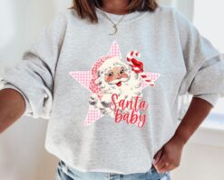 vintage santa sweatshirt for women in pink retro christmas top with santa claus design comfortable vintage t shirt esdbc
