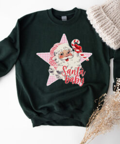 vintage santa sweatshirt for women in pink retro christmas top with santa claus design comfortable vintage t shirt wdusj