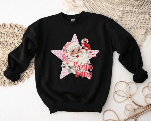 vintage santa sweatshirt for women in pink retro christmas top with santa claus design comfortable vintage t shirt zgmpn