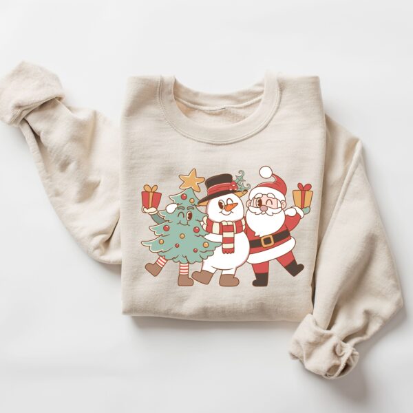 vintage santa sweatshirt retro design plus size christmas crewneck with holiday tree print for women bbpos scaled