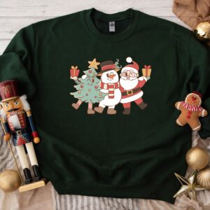 vintage santa sweatshirt retro design plus size christmas crewneck with holiday tree print for women bobkm