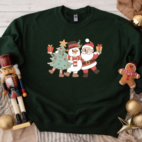 vintage santa sweatshirt retro design plus size christmas crewneck with holiday tree print for women bobkm scaled