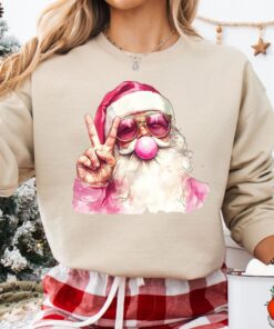 vintage santa sweatshirt with bubble gum design and retro glasses for funny holiday celebrations n1dx2 scaled