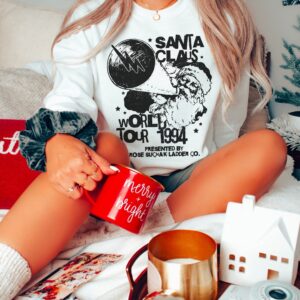 vintage santa world tour sweatshirt 90s retro crewneck for christmas matching pajamas unisex design ideal for holiday celebrations 6d2df