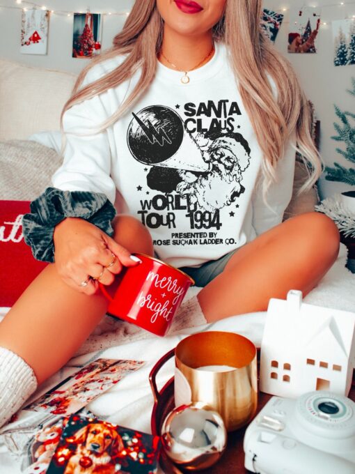 vintage santa world tour sweatshirt 90s retro crewneck for christmas matching pajamas unisex design ideal for holiday celebrations 6d2df