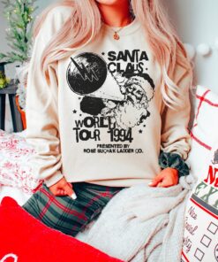 vintage santa world tour sweatshirt 90s retro crewneck for christmas matching pajamas unisex design ideal for holiday celebrations l0ixc