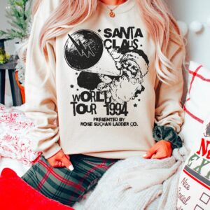 vintage santa world tour sweatshirt 90s retro crewneck for christmas matching pajamas unisex design ideal for holiday celebrations l0ixc