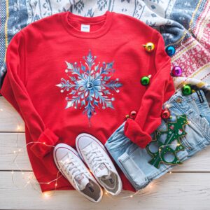 vintage snowflake sweatshirt for family matching christmas outfits plus size holiday sweater with unique snowflake design 5586d