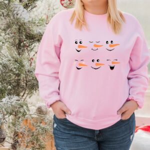 vintage snowman sweatshirt for women featuring fun snowman faces ideal for christmas and winter celebrations by67u