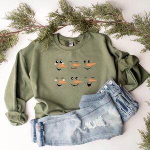 vintage snowman sweatshirt for women featuring fun snowman faces ideal for christmas and winter celebrations wswbd