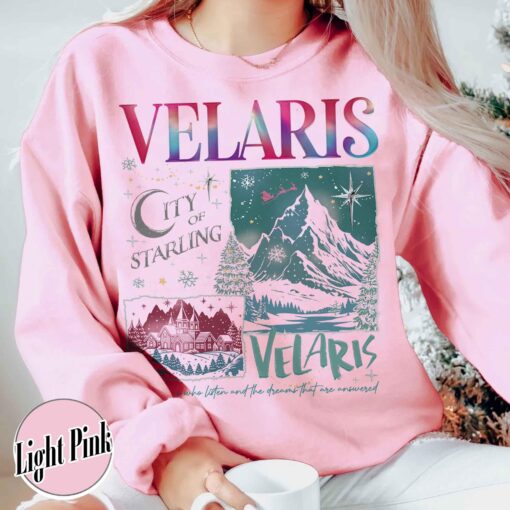 vintage sweatshirt featuring velaris city starlight design for book lovers and acotar fans ideal for christmas celebrations hiufl