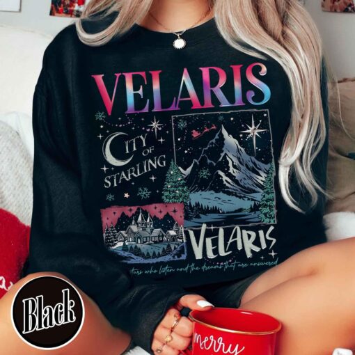 vintage sweatshirt featuring velaris city starlight design for book lovers and acotar fans ideal for christmas celebrations vbj9o