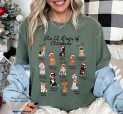 vintage t shirt 12 dogs of christmas shirt comfort colors design for dog moms and dog lovers koamr