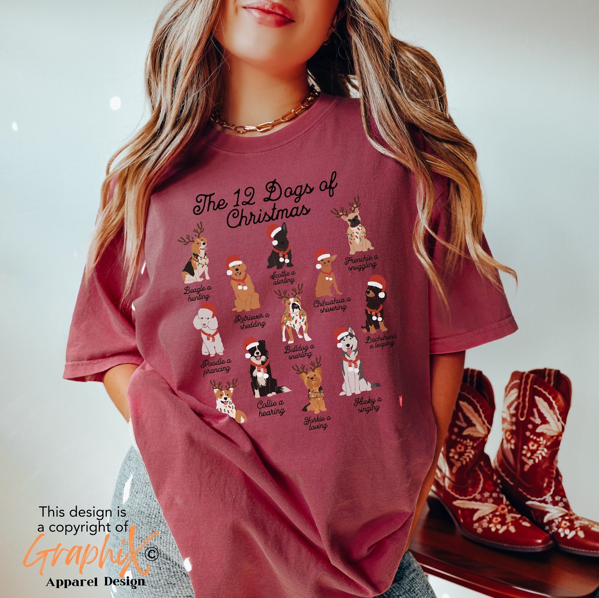 vintage t shirt 12 dogs of christmas shirt comfort colors design for dog moms and dog lovers qwfsg