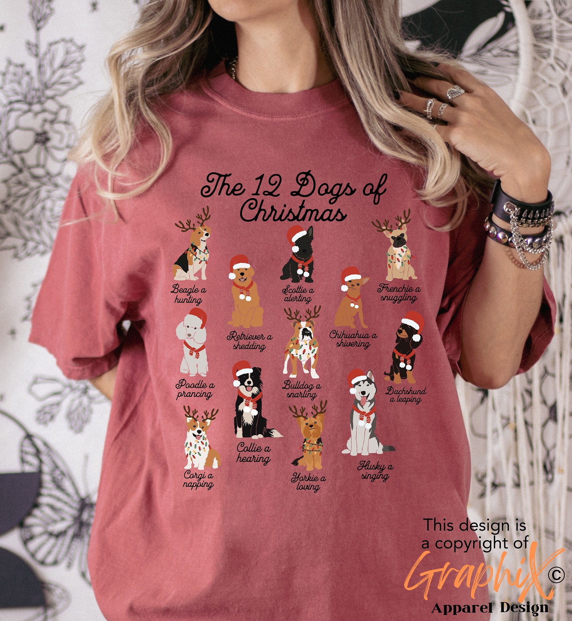 vintage t shirt 12 dogs of christmas shirt comfort colors design for dog moms and dog lovers