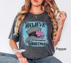 Vintage T Shirt Believe In The Magic Of Christmas Snowman Design Oversized Comfort Colors Tee for Holiday Celebrations