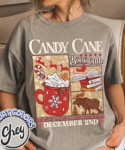 vintage t shirt candy cane design for book lovers featuring santa and christmas themes ideal for winter book club gatherings dchjx