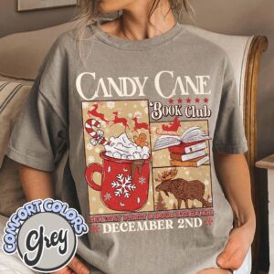 vintage t shirt candy cane design for book lovers featuring santa and christmas themes ideal for winter book club gatherings dchjx