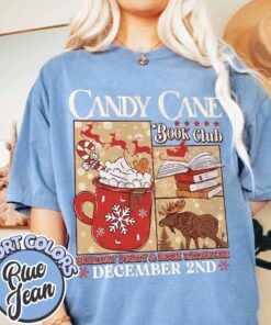 vintage t shirt candy cane design for book lovers featuring santa and christmas themes ideal for winter book club gatherings gtexl