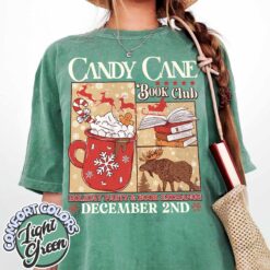 Vintage T Shirt Candy Cane Design for Book Lovers Featuring Santa and Christmas Themes Ideal for Winter Book Club Gatherings