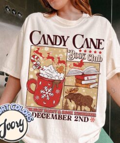 vintage t shirt candy cane design for book lovers featuring santa and christmas themes ideal for winter book club gatherings zhq6f